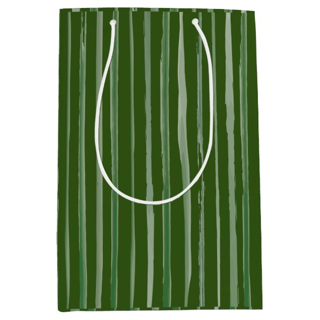 Sac Cadeau Moyen Noël Vert Russe rayures Aquarelle (Devant)