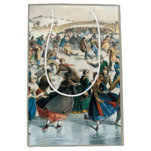Sac Cadeau Moyen Noël victorien Central Park Currier & Ives