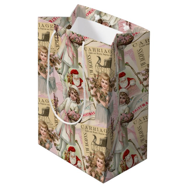 Sac Cadeau Moyen Noël victorien Pastel Pink (Dos Angle)