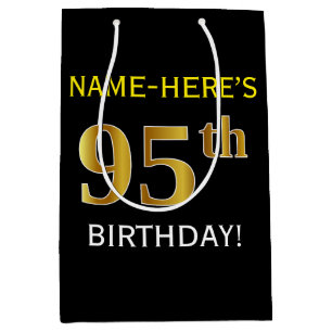 Sac Cadeau Moyen Noir, anniversaire d'or de Faux