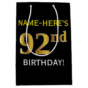 Sac Cadeau Moyen Noir, anniversaire d'or de Faux