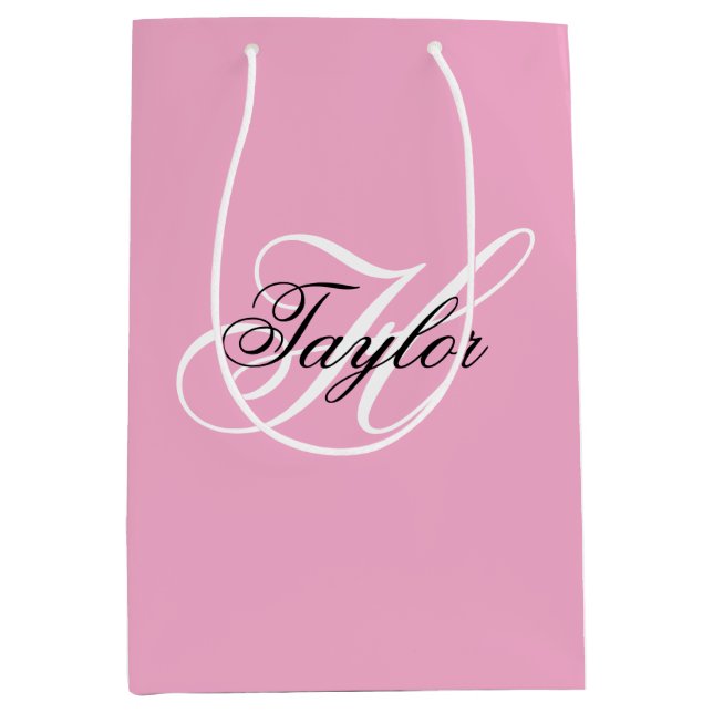 Sac Cadeau Moyen Noir et blanc Fatigue Monogramme rose (Devant)
