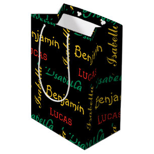 Sac Cadeau Moyen Noir moderne simple typographie unique nom personn