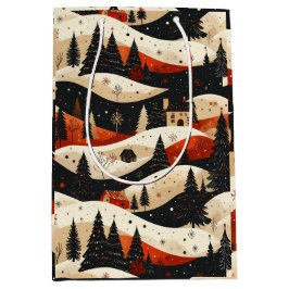 Sac Cadeau Moyen Noir Noël - Maison