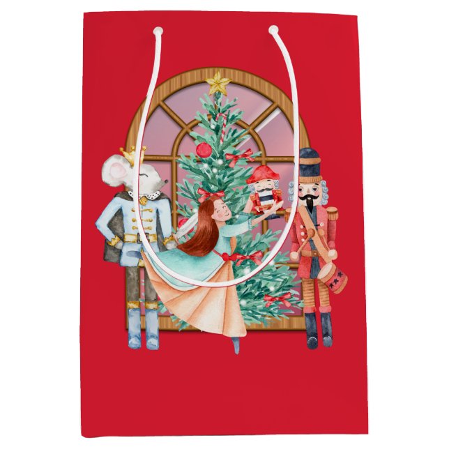 Sac Cadeau Moyen Noisette de Noël Ballerina Mouse King (Devant)