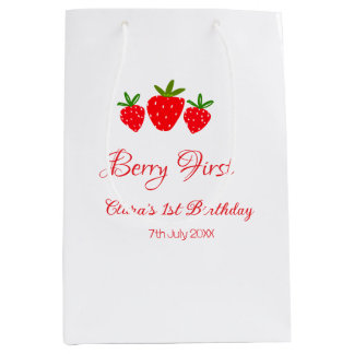 Sac Cadeau Moyen nom de fraise rouge 1er anniversaire stylis