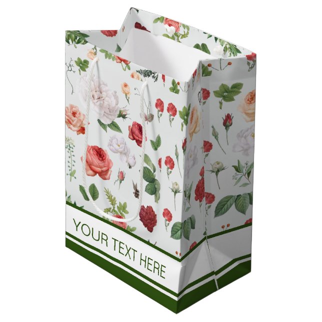 Sac Cadeau Moyen Nom de la Personnaliser Motif, Rose (Devant Angle)