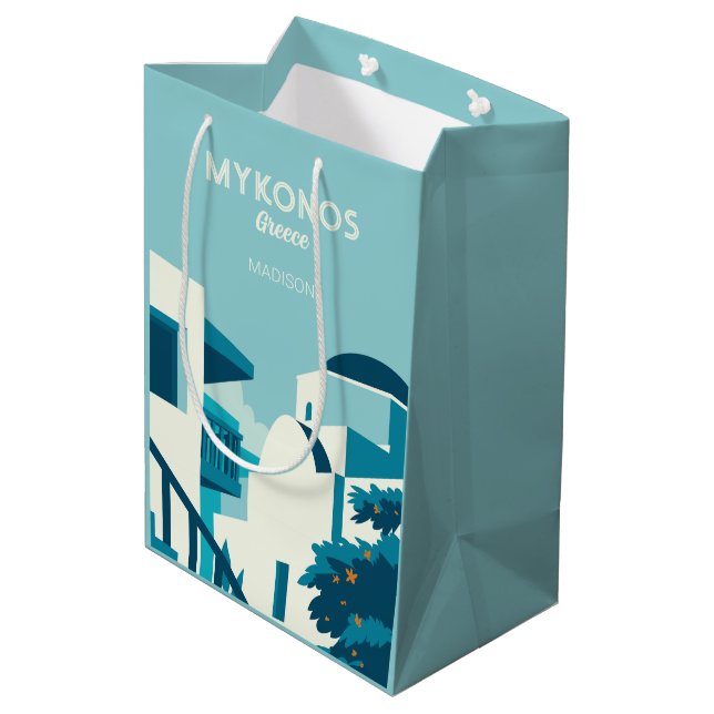 Sac Cadeau Moyen Nom et texte personnalisés Grèce (Dos Angle)