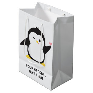 Sac Cadeau Moyen Nom personnalisé pingouin mignon