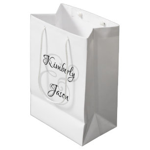 Sac Cadeau Moyen Noms de script, noir et gris
