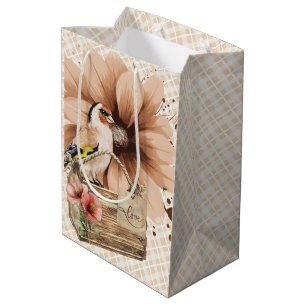 Sac Cadeau Moyen Nook d'oiseaux en fleurs rustiques