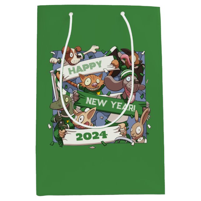 Sac Cadeau Moyen Nouvel An Drôle Animaux Vans Scarf Cartoon (Devant)