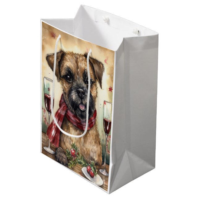 Sac Cadeau Moyen Nouvel an du Terrier frontalier (Devant Angle)