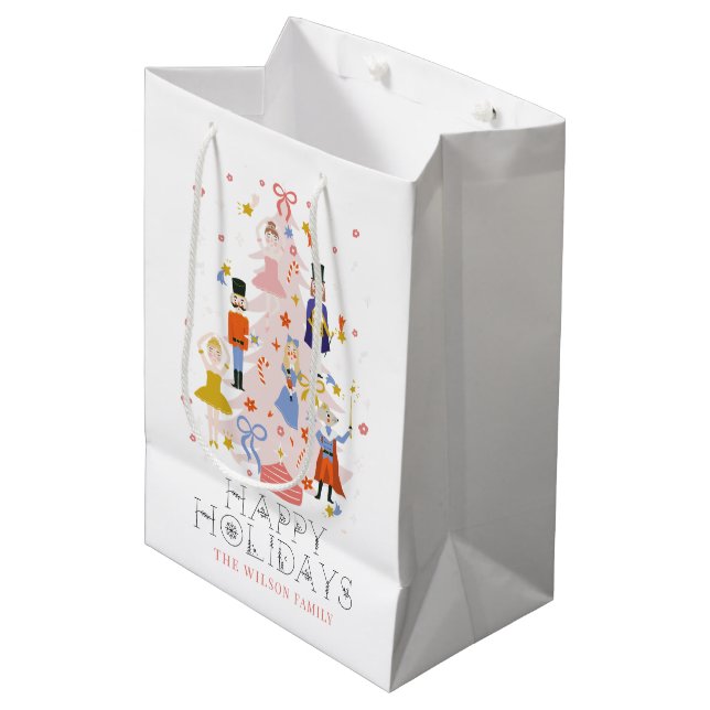 Sac Cadeau Moyen Nutacker Pink Christmas Tree Holiday (Devant Angle)