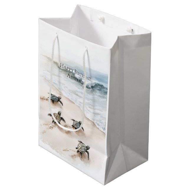 Sac Cadeau Moyen Ocean Beach Coast Sea Turtles (Devant Angle)