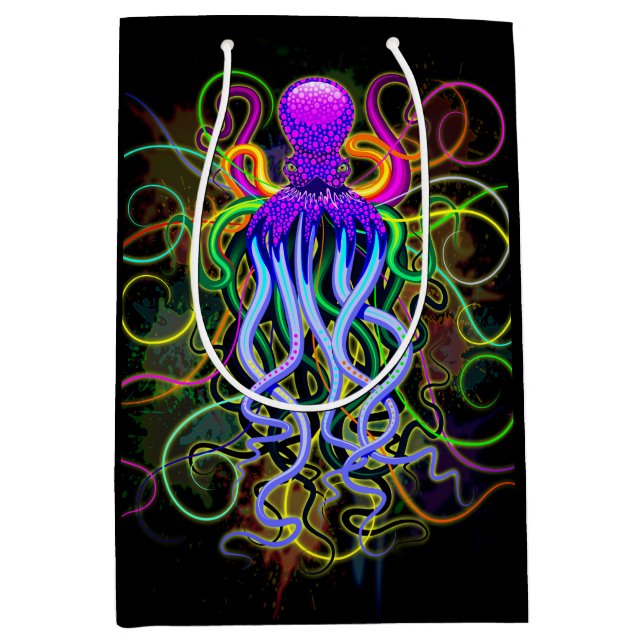 Sac Cadeau Moyen Octopus Luminescence psychédélique (Devant)
