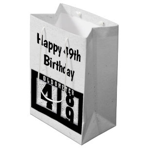 Sac Cadeau Moyen Odomètre noir du 49e anniversaire