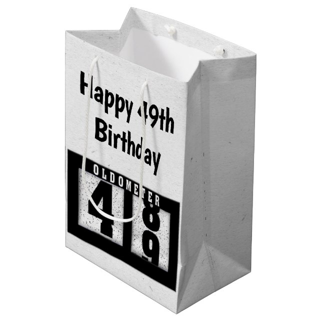 Sac Cadeau Moyen Odomètre noir du 49e anniversaire (Devant Angle)