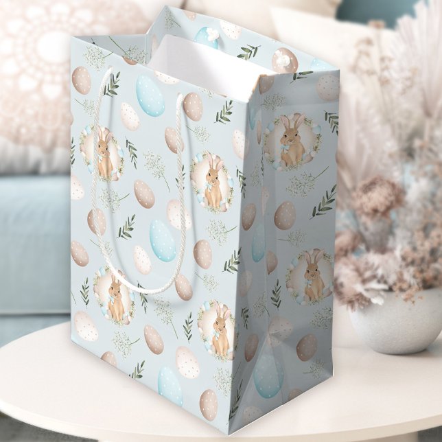 Sac Cadeau Moyen OEufs de Pâques Motif Bunny de printemps Moyenne C (Easter Eggs Pattern Spring Bunny Medium Gift Bag)