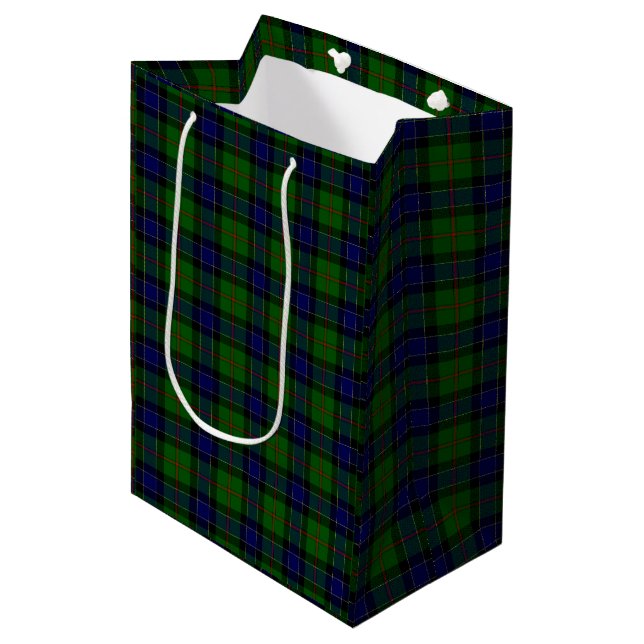 Sac Cadeau Moyen Ogilvie tartan bleu vert plaid (Devant Angle)