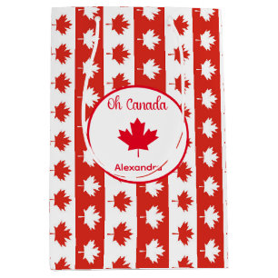 Sac Cadeau Moyen Oh Canada   Elégante feuille d'érable rouge
