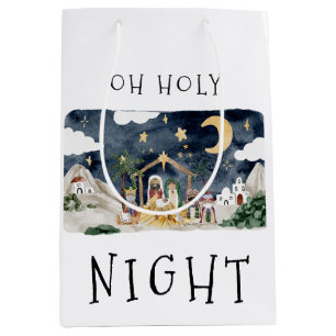Sac Cadeau Moyen Oh Holy Nativité Africaine Américaine Noël