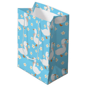 Sac Cadeau Moyen Oie blanche et marguerites