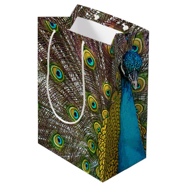 Sac Cadeau Moyen Oiseau de paon à l'écran (Dos Angle)