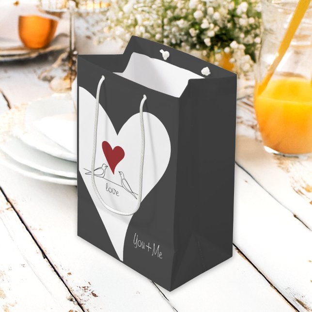 Sac Cadeau Moyen Oiseaux modernes simples personnalisés en amour Co (Créateur téléchargé)
