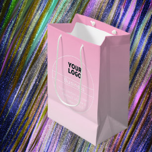Sac Cadeau Moyen Ombre Rose Nom de l'entreprise & Logo Coordonn