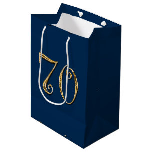 Sac Cadeau Moyen or de bleu de S de soixante-dixième HOMMES de