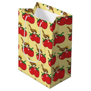 Sac Cadeau Moyen Organic lover Sparrow Eating Red Tomato