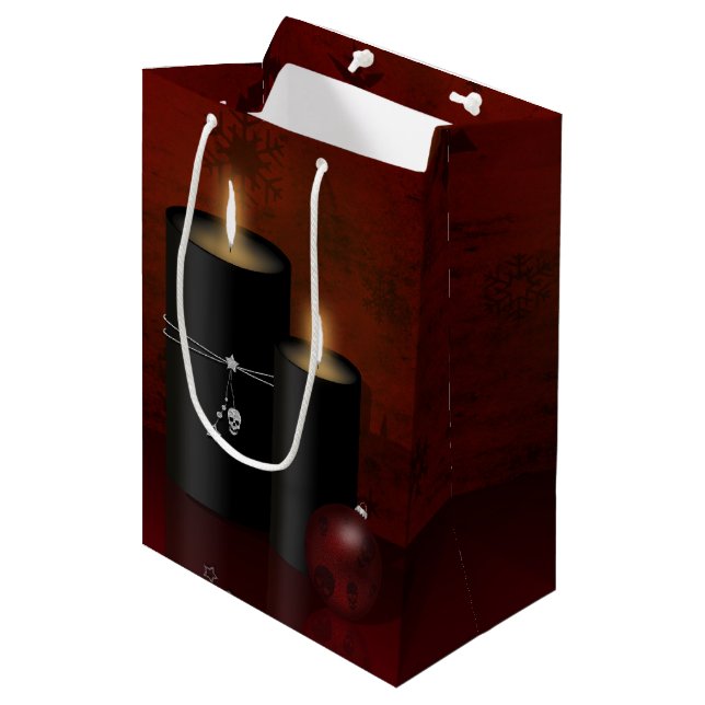 Sac Cadeau Moyen Ornement des bougies de Noël gothiques (Devant Angle)