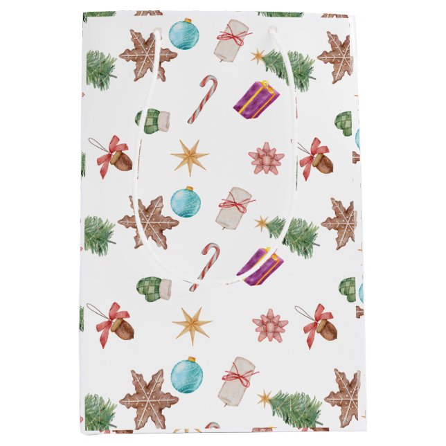 Sac Cadeau Moyen Ornements de Noël (Devant)