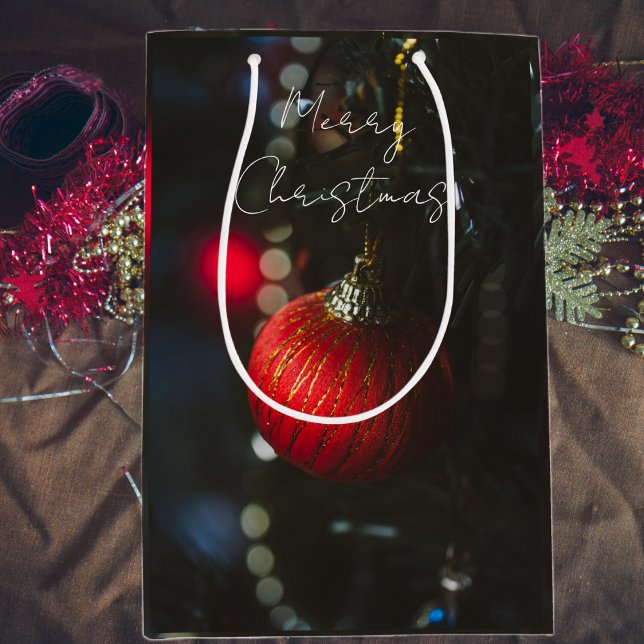 Sac Cadeau Moyen Ornements de Noël en glamour foncé (Créateur téléchargé)