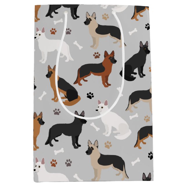 Sac Cadeau Moyen Os bergers allemands et pattes (Devant)
