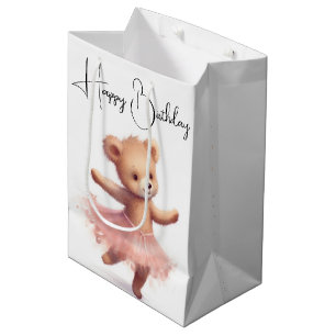 Sac Cadeau Moyen Ours Ballerina avec Tutu