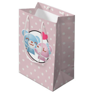 Sac Cadeau Moyen Ours KIssing sur Cute Pois et Kawaii