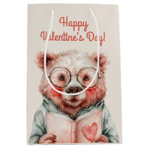 Sac Cadeau Moyen Ours livresque de la Saint-Valentin