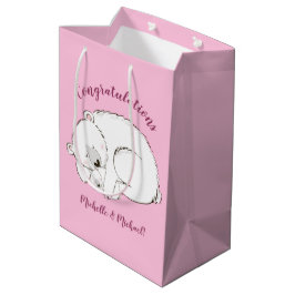 Sac Cadeau Moyen Ours polaire Baby shower fille rose
