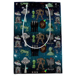 Sac Cadeau Moyen OVNI, Alien, Bigfoot Cryptid Birthday