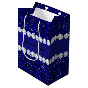 Sac Cadeau Moyen Paillettes chiques et diamants de marine
