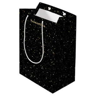 Sac Cadeau Moyen Paillettes et scintillements faux or