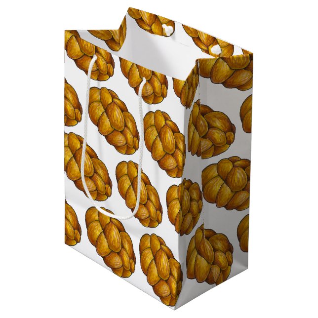 Sac Cadeau Moyen Pain tressé Challah Boulangerie juive Hanoukka (Devant Angle)