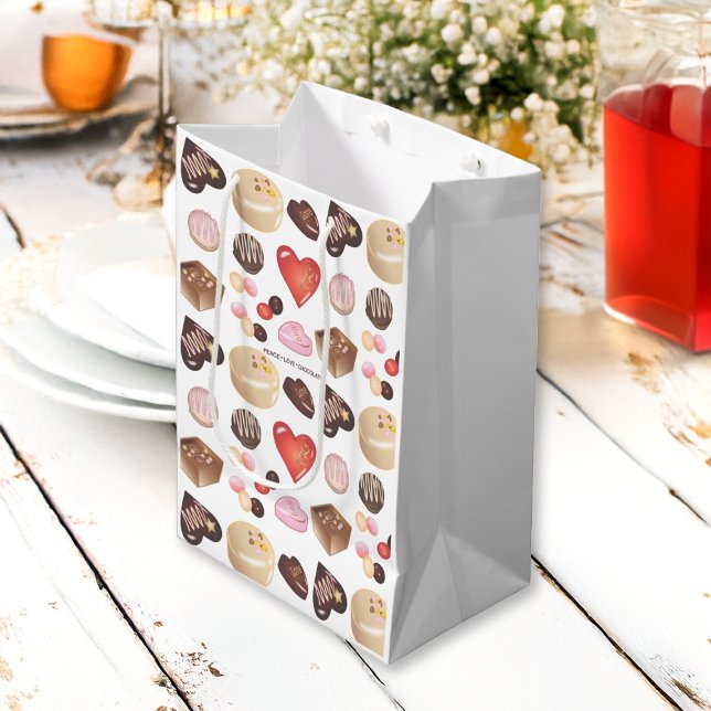 Sac Cadeau Moyen Paix personnalisée Amour Chocolat Coeur de bonbons (Créateur téléchargé)
