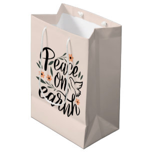 Sac Cadeau Moyen Paix sur Terre Design Floral