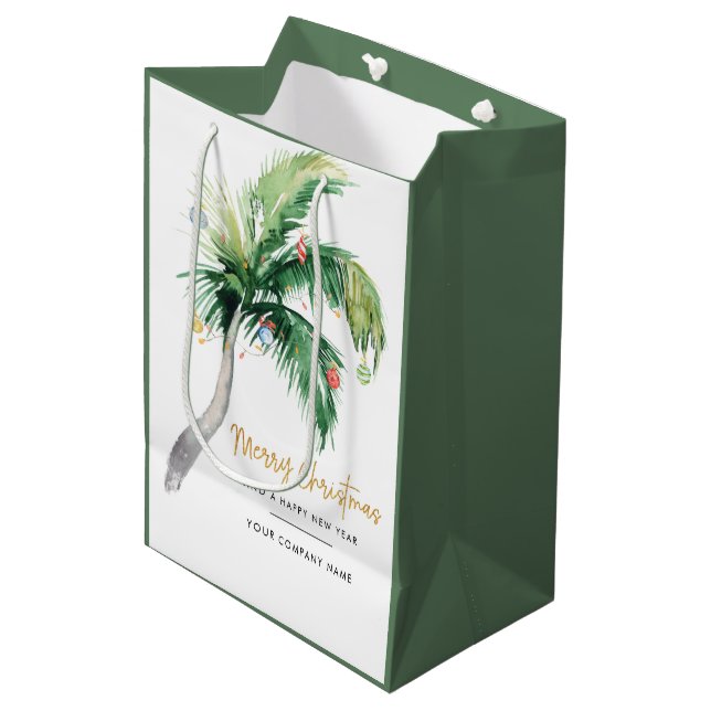 Sac Cadeau Moyen Palm Tree Business Logo Noël (Devant Angle)