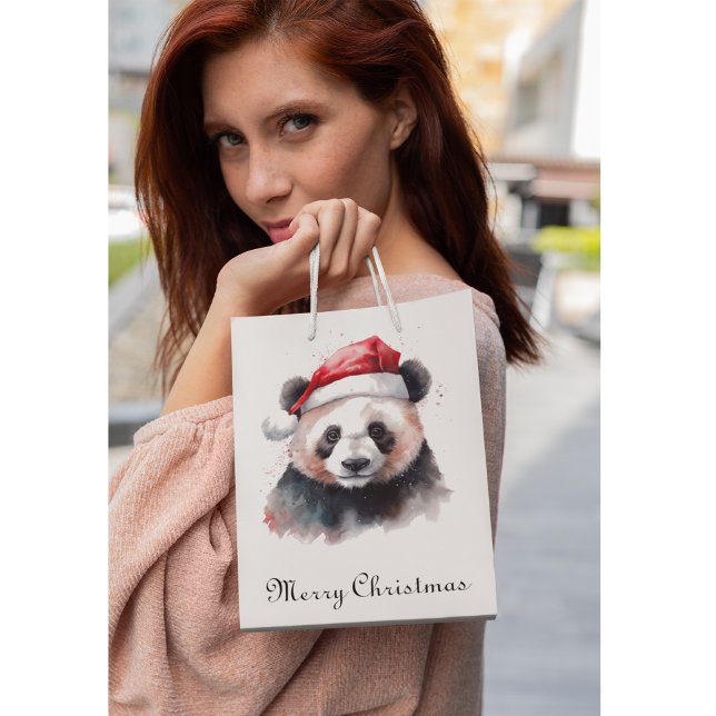 Sac Cadeau Moyen Panda de Noël, personnalisable (Créateur téléchargé)