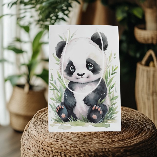 Sac Cadeau Moyen Panda et Bambou (Panda and Bamboo Greeting Card)