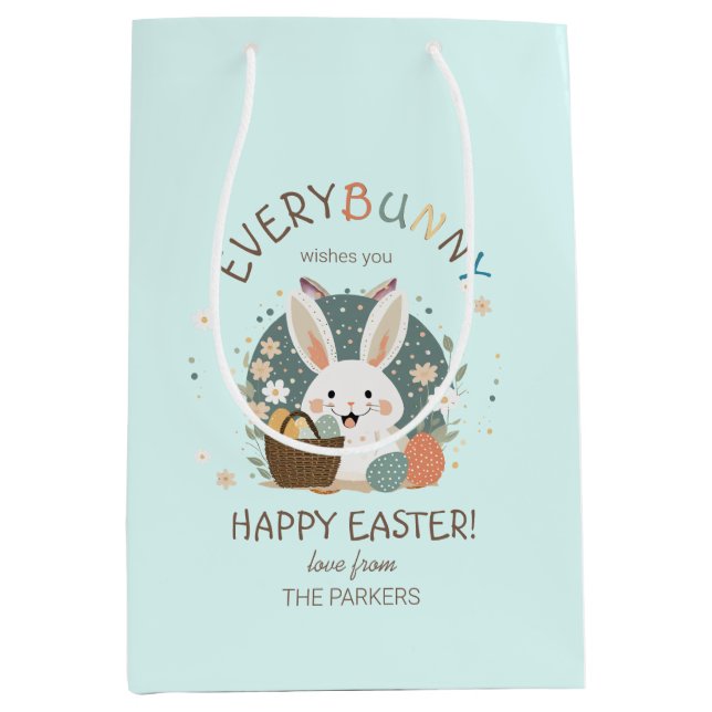 Sac Cadeau Moyen Panier d'oeufs de lapin de Pâques ID1013 (Devant)